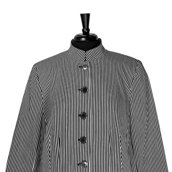 Chaps Ralph Lauren Women’s Blazer 18W Black White Striped Preppy Career Jacket - Picture 6 of 8